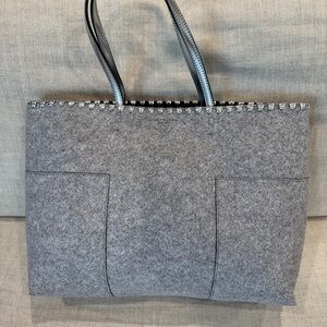 Tory Burch Gray Tote with Black Trim